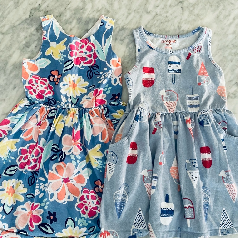 2 blue sleeveless dresses 4T